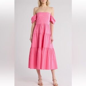 NWT Staud elio dress in pink plumeria